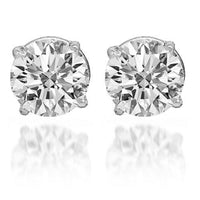 Thumbnail for 14K Solid White Gold Diamond Solitaire Stud Earrings 2.02 Ctw