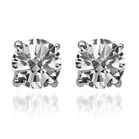Thumbnail for 14K Solid White Gold Diamond Solitaire Stud Earrings 2.02 Ctw