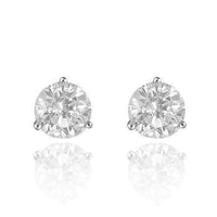 Thumbnail for 14K Solid White Gold Diamond Stud 3-Prong Earrings