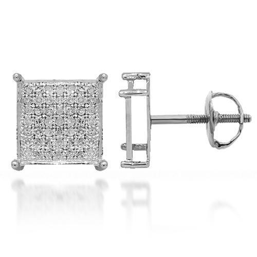 White 14K Solid White Gold Diamond Stud Earrings 0.20 Ctw