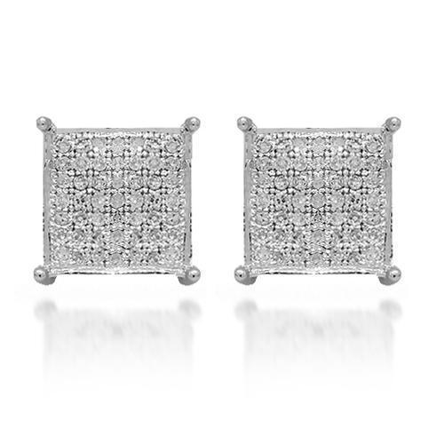 White 14K Solid White Gold Diamond Stud Earrings 0.20 Ctw
