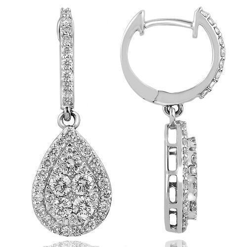 White 14K Solid White Gold Diamond Stud Earrings 0.53  Ctw