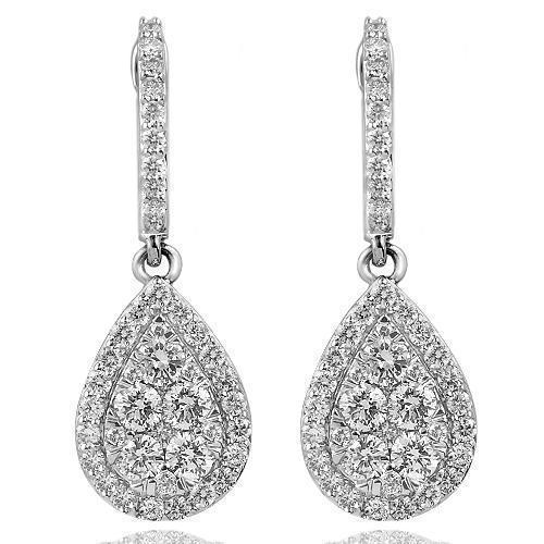 White 14K Solid White Gold Diamond Stud Earrings 0.53  Ctw