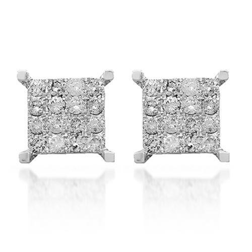 White 14K Solid White Gold Diamond Stud Earrings 1.50 Ctw