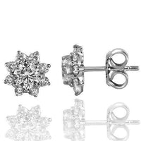 Thumbnail for 14K Solid White Gold Diamond Stud Earrings 1.72 Ctw