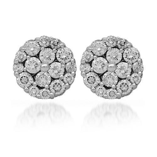 14K Solid White Gold Diamond Stud Earrings 2.85 Ctw