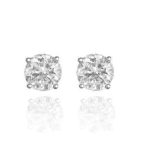 Thumbnail for 14K Solid White Gold GAI Certified  Diamond Stud 4-Prong Earrings 3.14 Ctw