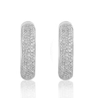 Thumbnail for 14K Solid White Gold Womens Diamond Hoop Earrings 1.25  Ctw