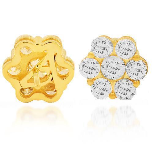 14K Solid Yellow Gold Diamond Cluster Stud Earrings 4.50 Ctw
