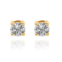 Thumbnail for Yellow 14K Solid Yellow Gold Diamond Solitaire Stud Earrings 0.50 Ctw