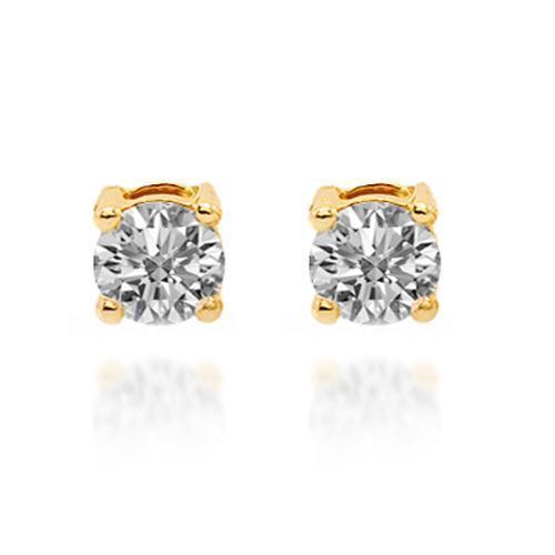 Yellow 14K Solid Yellow Gold Diamond Solitaire Stud Earrings 0.97 Ctw