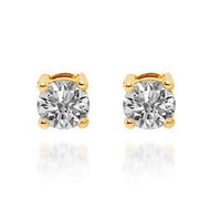 Thumbnail for Yellow 14K Solid Yellow Gold Diamond Solitaire Stud Earrings 0.97 Ctw