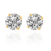 Thumbnail for 14K Solid Yellow Gold Diamond Solitaire Stud Earrings 0.99 Ctw