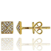 Thumbnail for Yellow 14K Solid Yellow Gold Diamond Square Stud Earrings 0.10 Ctw