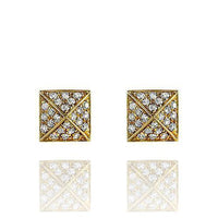 Thumbnail for Yellow 14K Solid Yellow Gold Diamond Square Stud Earrings 0.10 Ctw