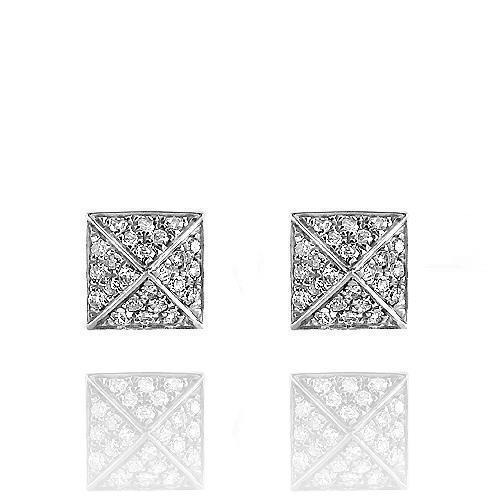Yellow 14K Solid Yellow Gold Diamond Square Stud Earrings 0.10 Ctw