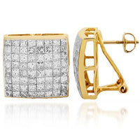 Thumbnail for 14K Solid Yellow Gold Diamond Stud Earrings 4.16 Ctw
