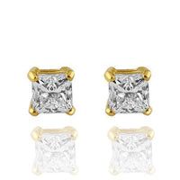 Thumbnail for 14K Solid Yellow Gold GAI Certified Diamond Stud 4-Prong Earrings 1.86 Ctw