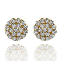 Thumbnail for 14K Solid Yellow Gold Round Cut Diamond Cluster Earrings 3.00 Ctw
