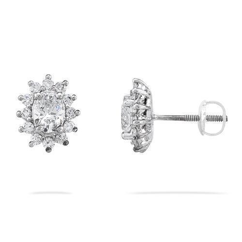 14K White Gold Diamond Earrings 1.63ctw