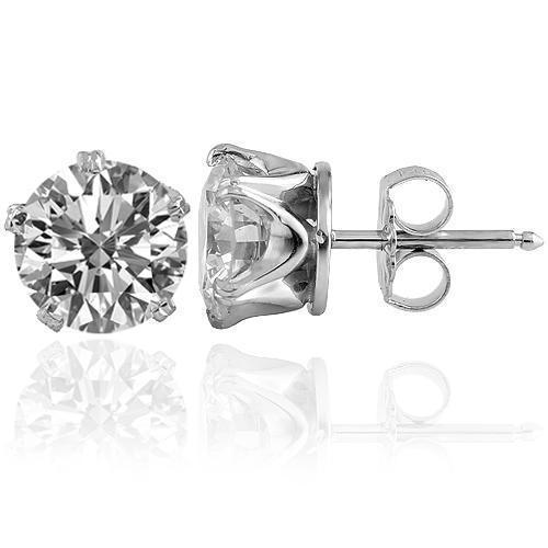 14K White Gold Diamond Solitaire Stud Earrings 2.67 Ctw