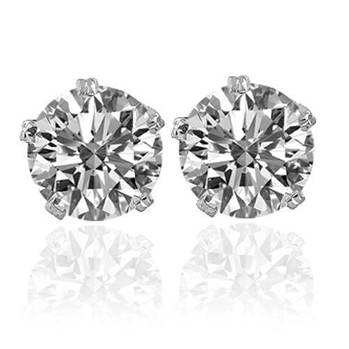 14K White Gold Diamond Solitaire Stud Earrings 2.67 Ctw