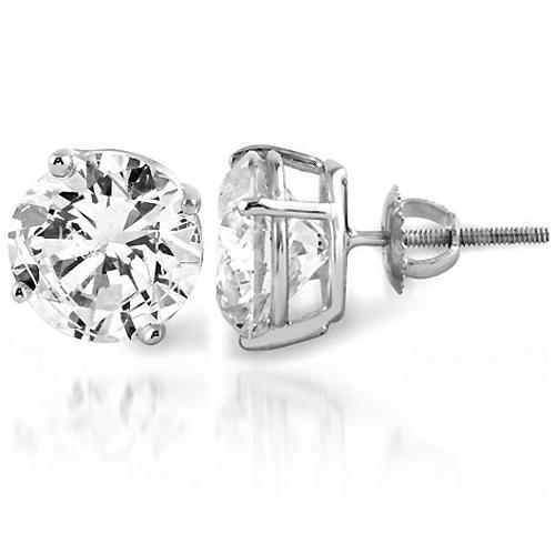 14K White Gold Diamond Solitaire Stud Earrings 9.05 Ctw