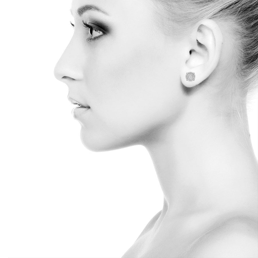 Pendientes de oro blanco de 14 quilates con diamantes de 0,75 quilates