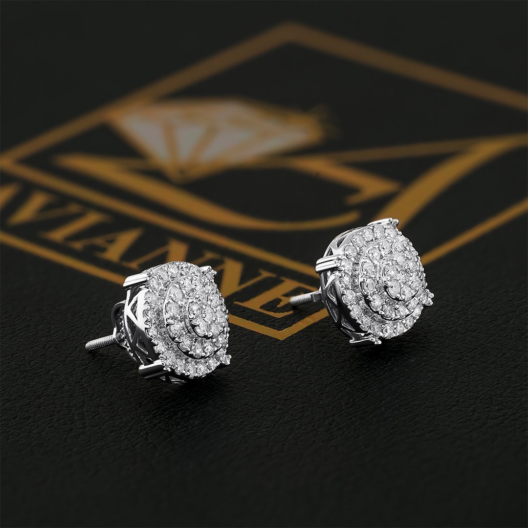 14K White Gold Diamond Stud Earrings 0.75 CTW