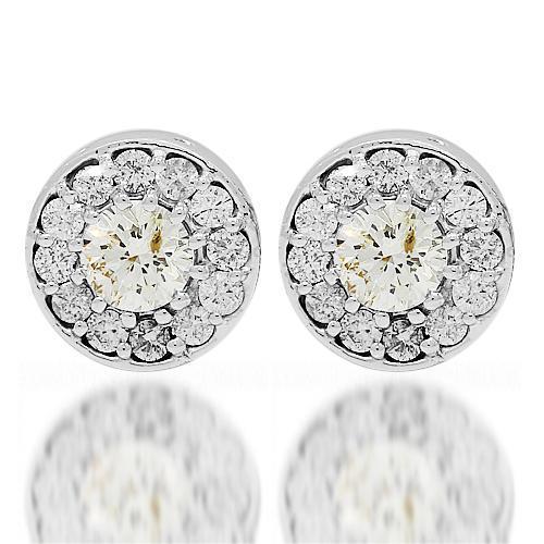 14K White Gold Diamond Stud Earrings 3.08 Ctw