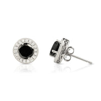 Thumbnail for White 14K White Solid Gold Black Diamond Stud Earrings 2.50 Ctw