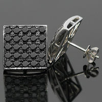 Thumbnail for 14K White Solid Gold Black Diamond Stud Earrings 4.10 Ctw