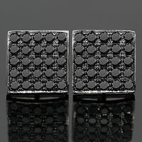 Thumbnail for 14K White Solid Gold Black Diamond Stud Earrings 4.10 Ctw