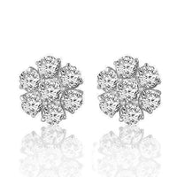 Thumbnail for 14K White Solid Gold Clarity Enhanced Diamond Cluster Earrings 4.00 Ctw