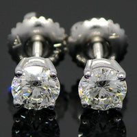 Thumbnail for White 14K White Solid Gold Clarity Enhanced Diamond Solitaire Stud Earrings 0.40 Ctw
