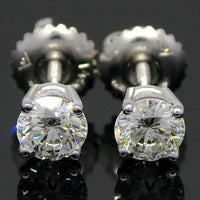 Thumbnail for White 14K White Solid Gold Clarity Enhanced Diamond Solitaire Stud Earrings 0.73 Ctw