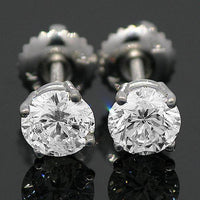 Thumbnail for 14K White Solid Gold Clarity Enhanced Diamond Solitaire Stud Earrings 1.50 Ctw
