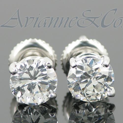 14K White Solid Gold Clarity Enhanced Diamond Solitaire Stud Earrings 1.77 Ctw
