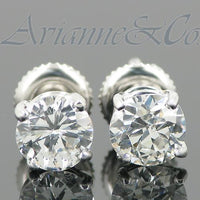 Thumbnail for 14K White Solid Gold Clarity Enhanced Diamond Solitaire Stud Earrings 1.77 Ctw