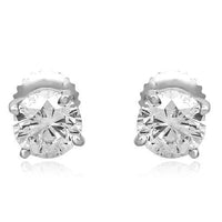 Thumbnail for 14K White Solid Gold Clarity Enhanced Diamond Solitaire Stud Earrings 1.77 Ctw