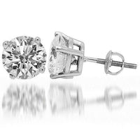Thumbnail for 14K White Solid Gold Clarity Enhanced Diamond Solitaire Stud Earrings 6.20 Ctw