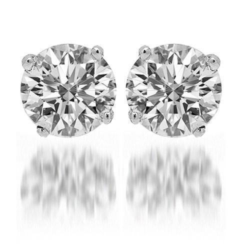 14K White Solid Gold Clarity Enhanced Diamond Solitaire Stud Earrings 6.20 Ctw