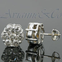 Thumbnail for 14K White Solid Gold Cluster Diamond Stud Earrings 4.65 Ctw