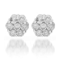 Thumbnail for 14K White Solid Gold Cluster Diamond Stud Earrings 4.65 Ctw