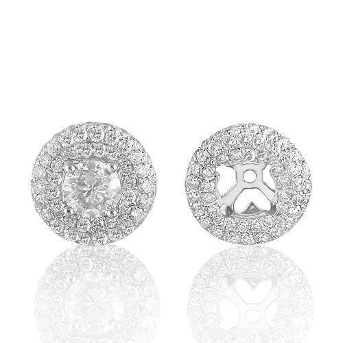 14K White Solid Gold Diamond Jackets Stud Earrings  2.91 Ctw
