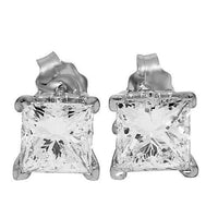 Thumbnail for 14K White Solid Gold Diamond Solitaire Stud Earrings 2.05 Ctw