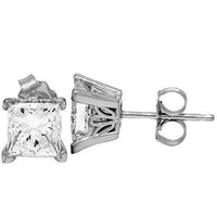 Thumbnail for 14K White Solid Gold Diamond Solitaire Stud Earrings 2.05 Ctw