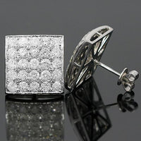 Thumbnail for White 14K White Solid Gold Diamond Stud Earrings 1.50 Ctw