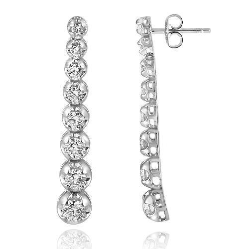 14K White Solid Gold Diamond Womens Earrings 2.75 Ctw