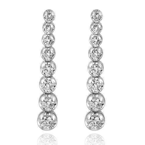 14K White Solid Gold Diamond Womens Earrings 2.75 Ctw